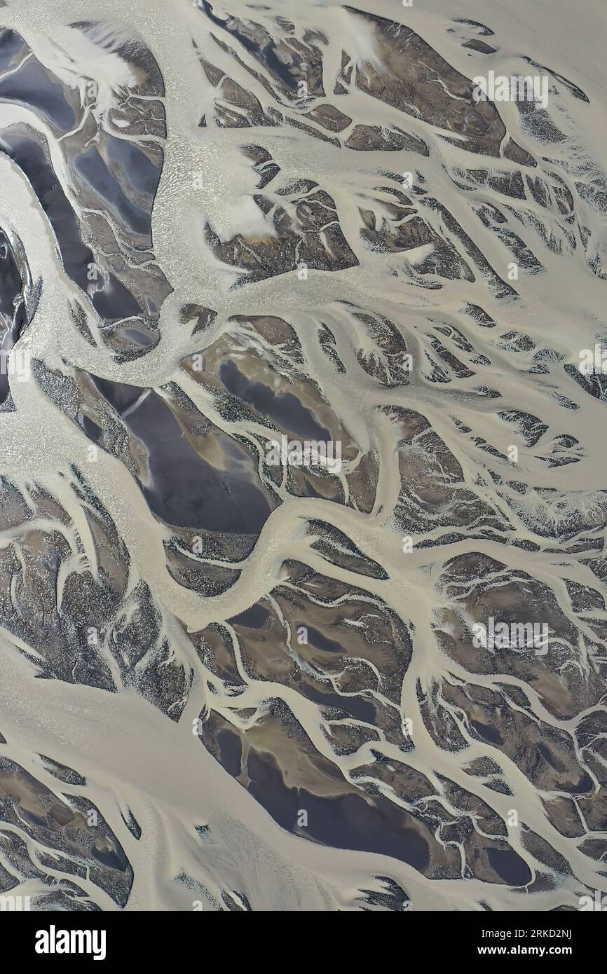 Geflochtene Flussmuster, Island Highlands, Island Stockfoto