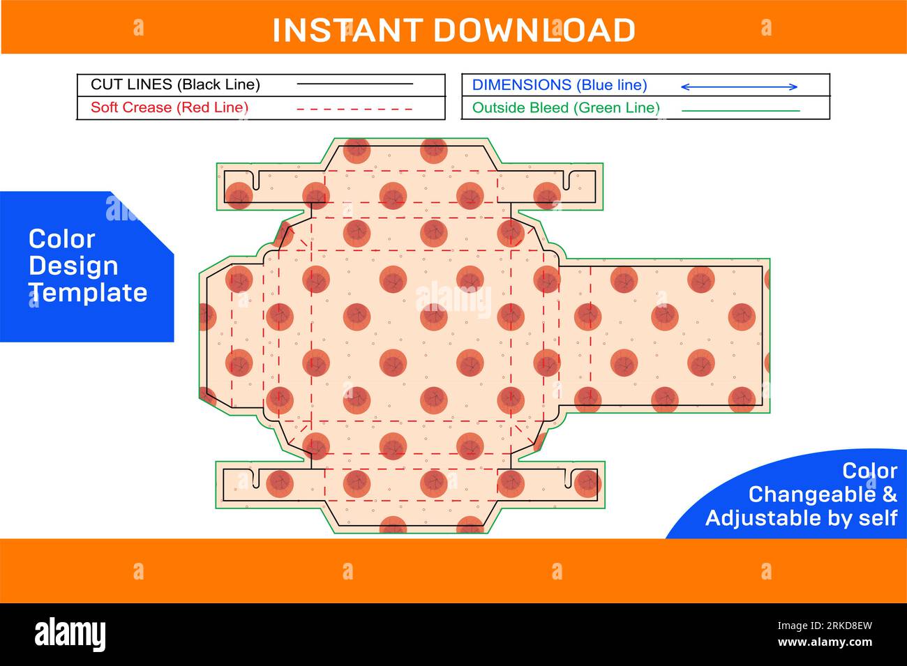 Doppelwandige Tray Box Matrize Line Template, Tray Box 3D Design und leicht bearbeitbar Größe Stock Vektor