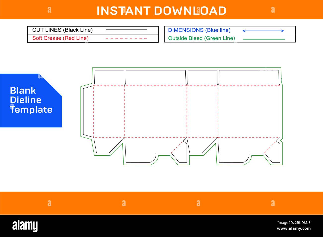 Verpackung Auto Bottom Lock Tuck Top Box Matrize Line Template und 3D Box Template Design Stock Vektor
