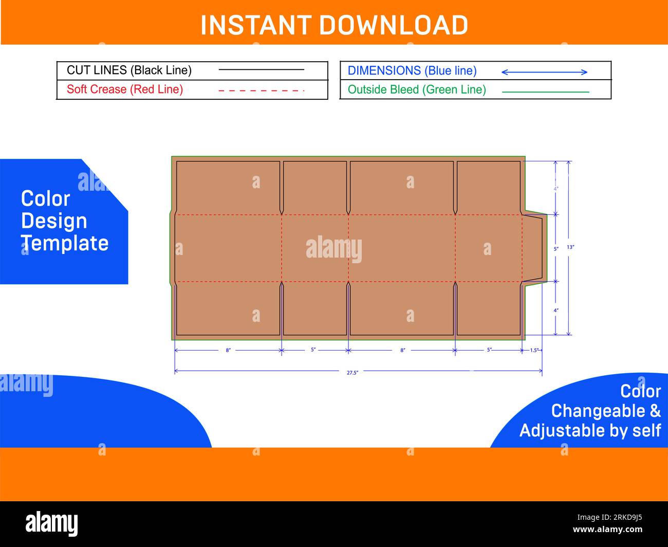Versandkarton aus Wellpappe, Matrizenschablone und 3D-Box-Design, leicht editierbar und skalierbar Stock Vektor