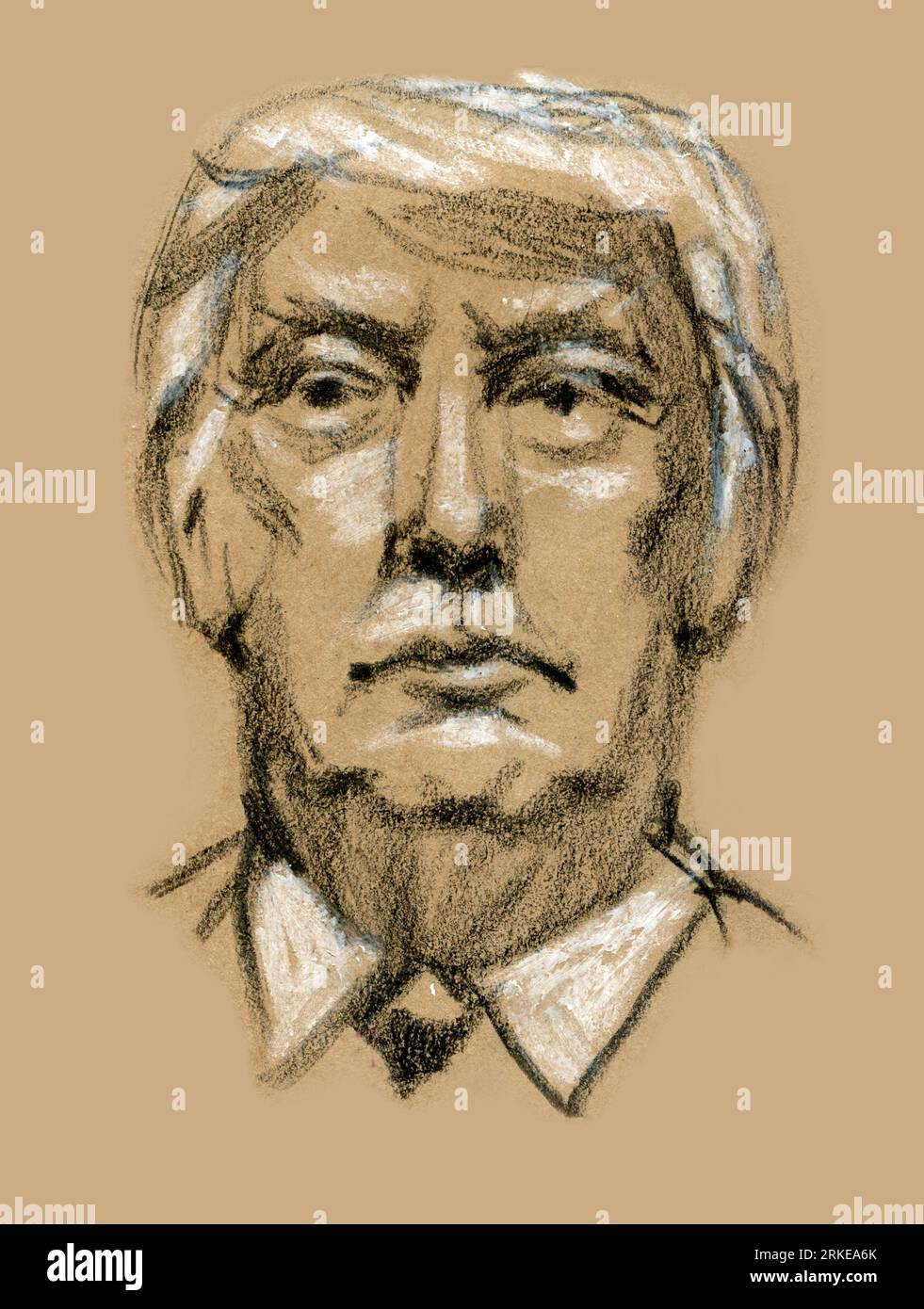 September 2016: Cartoon Portrait of Donald Trump hält Eine Rede. USA. Amerika Stockfoto