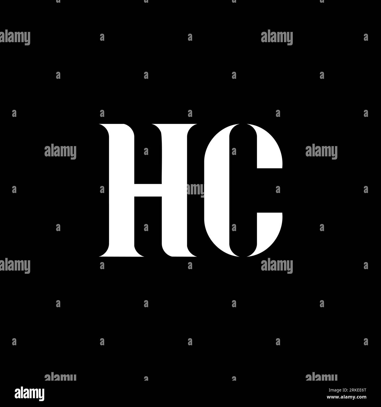 Logo-Design mit Buchstaben HC H C. Anfangsbuchstabe HC Großbuchstaben Monogramm Logo weiß Farbe. HC-Logo, H C-Design. HC, H C Stock Vektor