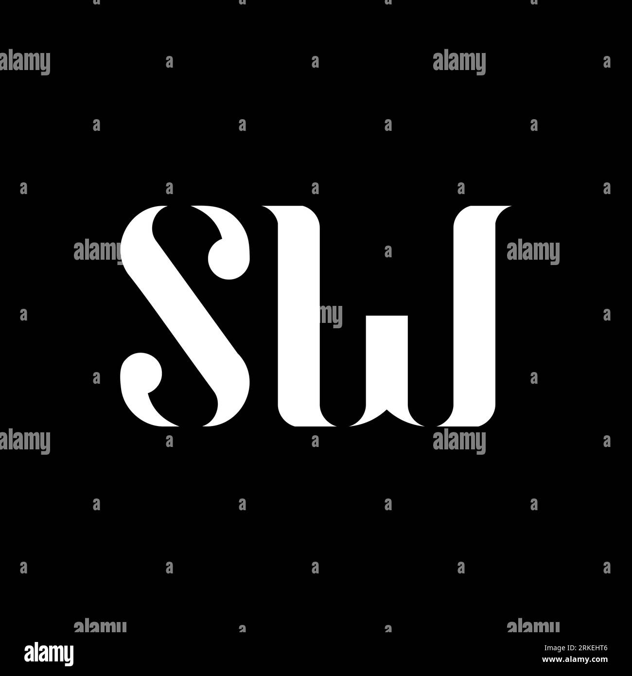 SW S W Logo-Design. Anfangsbuchstabe SW Großbuchstaben Monogramm Logo weiß Farbe. SW-Logo, S-W-Design. SW, S W Stock Vektor