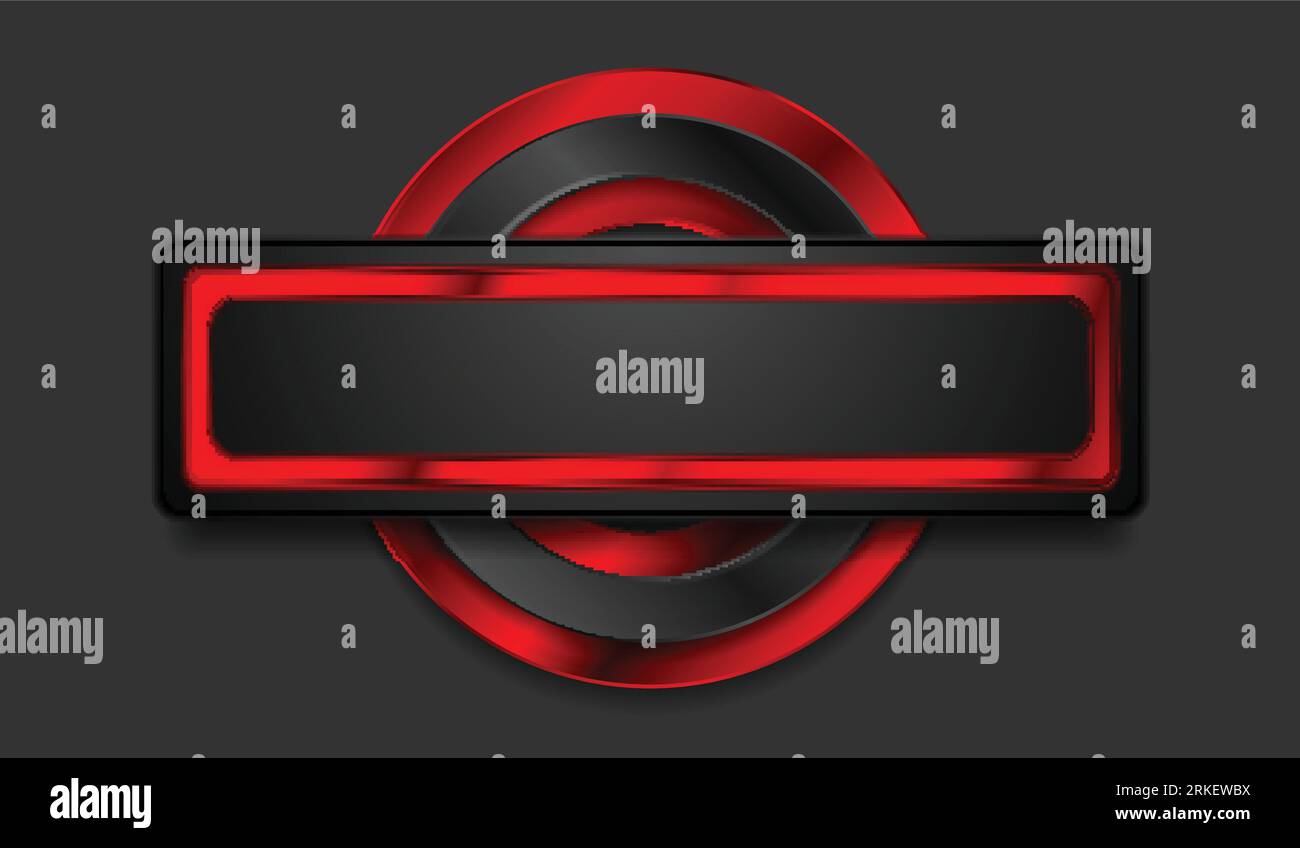 Red and black glossy frame label, banner and circle design. Vector background Stock Vektor