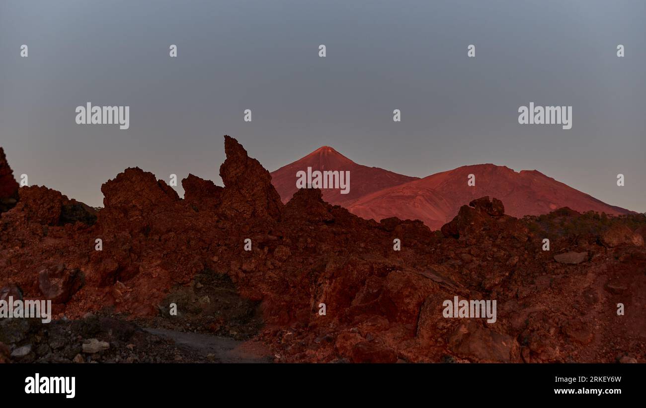 Pico del Teide Vulkan Teneriffa Sonnenuntergang Stockfoto