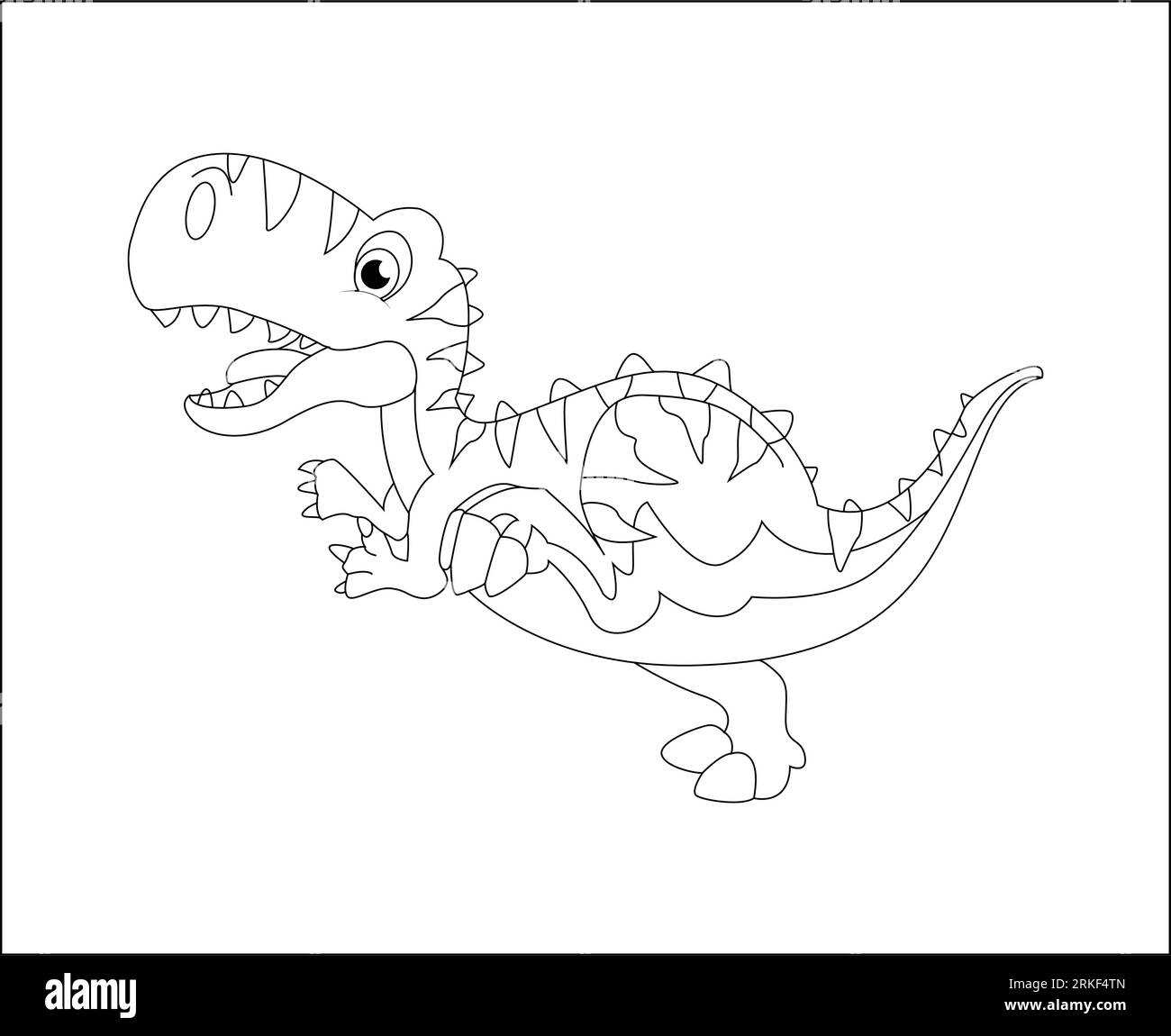 Lass dich von deiner Kreativität inspirieren: Entdecke unsere Dinosaurier-Malseite. Aufwändige Strichgrafik für fesselnden Malspaß, perfekt für alle Altersgruppen Stock Vektor