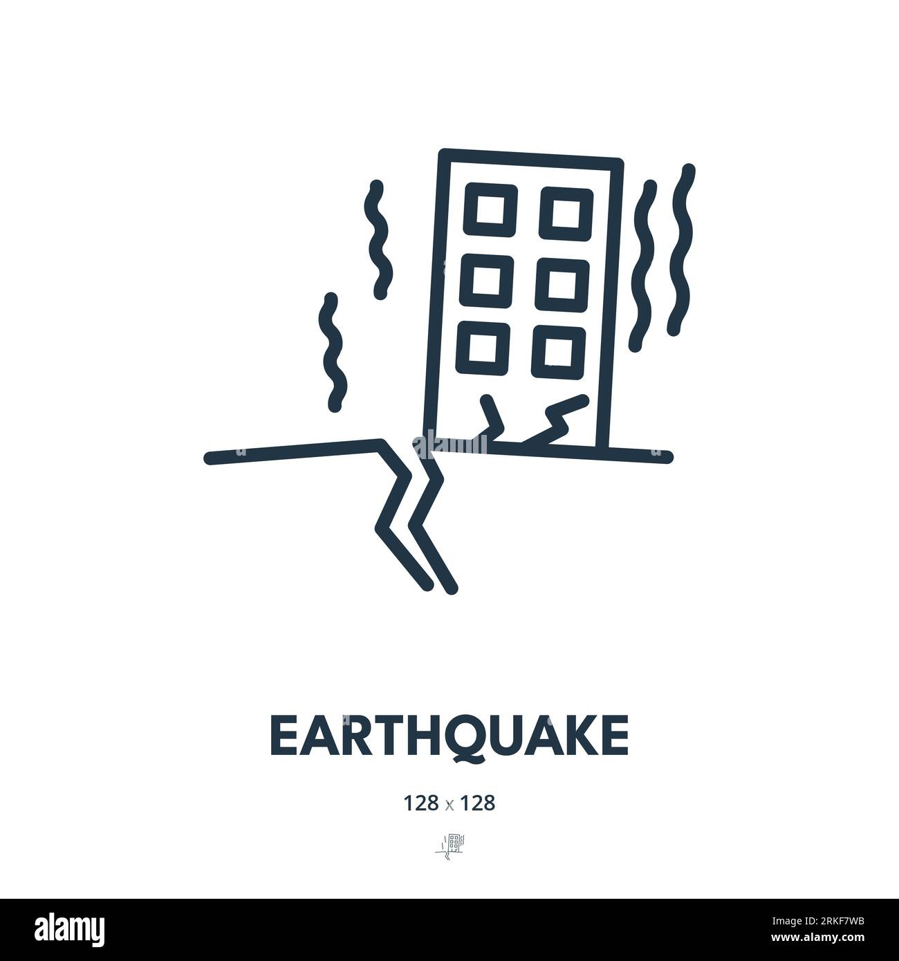 Earthquake Icon. Magnitude, Seismology, Aftershocks. Editable Stroke. Simple Vector Icon Stock Vektor