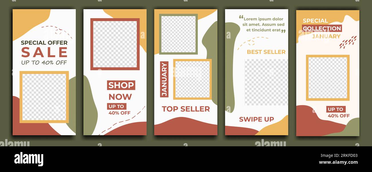 Social media story template for social media. Pack for creating your unique content. Trendy editable template for social networks stories, vector illu Stock Vektor