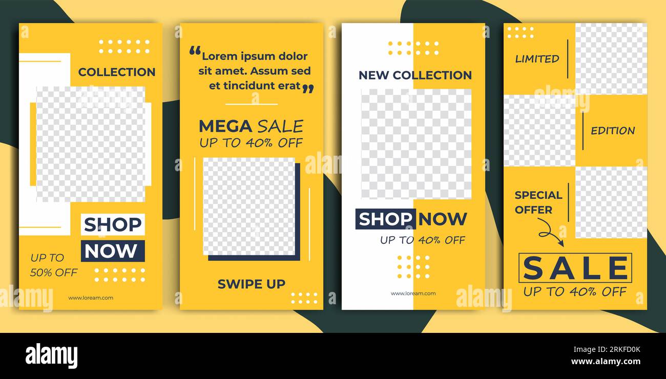 Trendy template for social networks stories vector illustration. Social media stories frame. Light yellow design background color shape for social med Stock Vektor