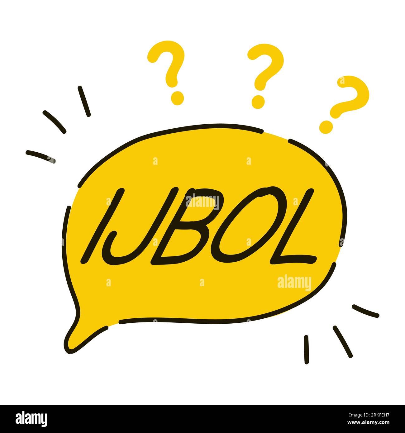 Was ist IJBOL-Frage, Ex-Lol-Satz. Gen-Z-Version von LOL, steht für „Ich bin gerade ausgeplatzt“ Lachen, Vektor-gelbes Sprechblasensymbol, Abzeichen-Illustration Stock Vektor