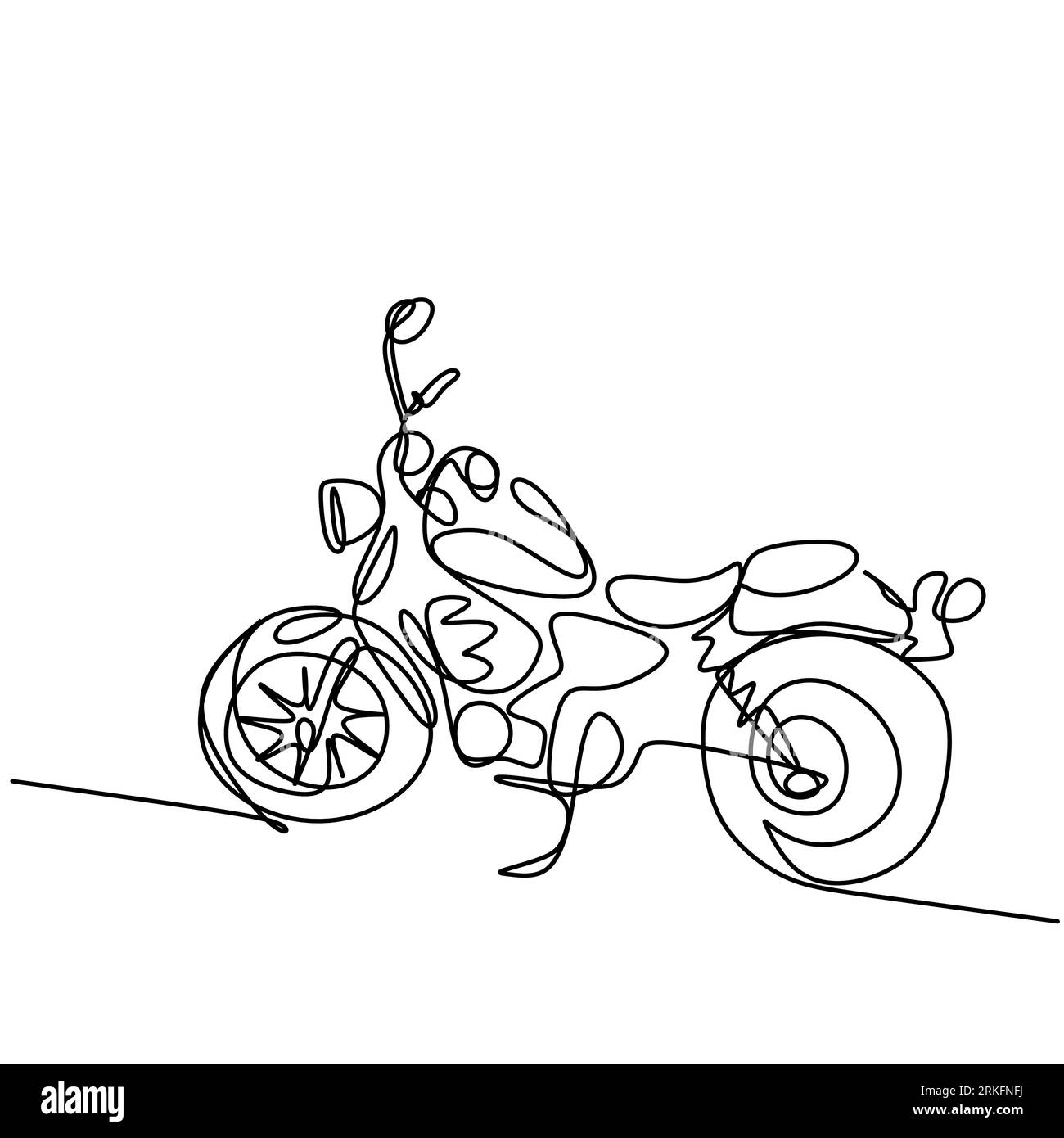 Durchgehende einzeilige Zeichnung eines alten klassischen Oldtimer-Motorrads. Cooles Retro-Motorrad isoliert auf weißem Hintergrund. Antikes Motorrad Transport Co Stock Vektor