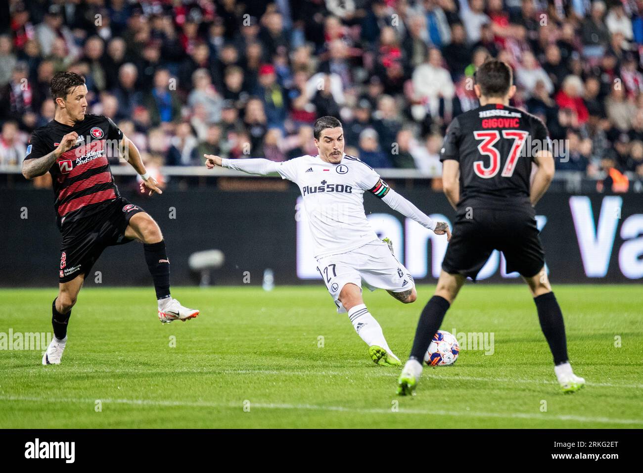 Herning, Dänemark. August 2023. Josue (27) von Legia Warszawa, der während des Qualifikationsspiels der UEFA Conference League zwischen dem FC Midtjylland und Legia Warszawa in der MCH Arena in Herning zu sehen war. (Foto: Gonzales Photo/Alamy Live News Stockfoto