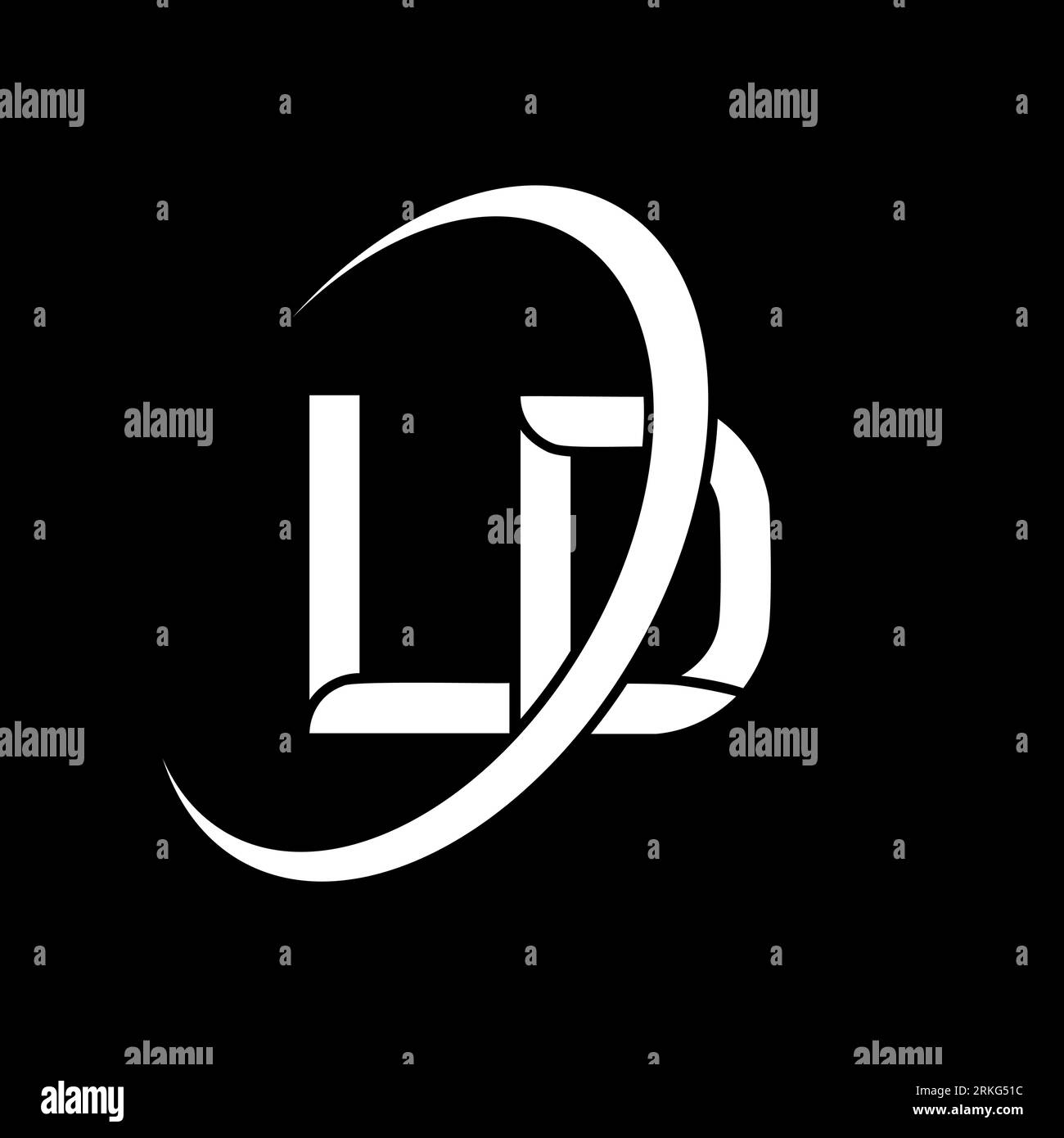 LD-Logo. L D-Ausführung. Weißer Ausweisbuchstabe. Logo mit Buchstaben LD/L D. Anfangsbuchstabe LD Linked Circle Monogram Logo in Großbuchstaben. Stock Vektor