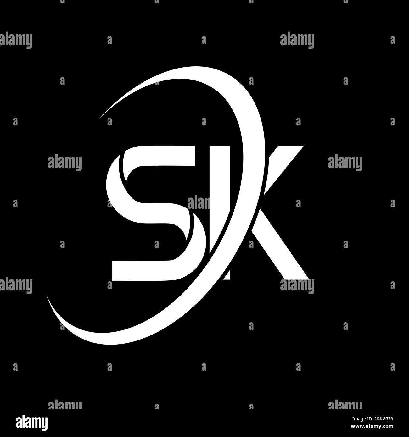 SK-Logo. S K-Ausführung. Weißer Brief von SK. Logo des SK/S K-Buchstabens. Anfangsbuchstabe SK Linked Circle Monogram Logo in Großbuchstaben. Stock Vektor