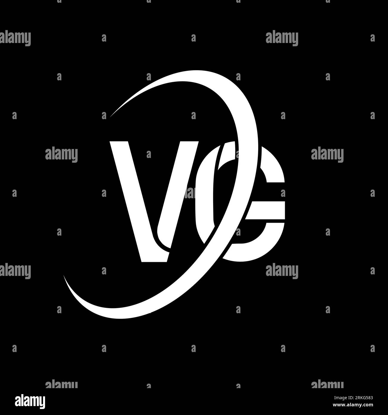 VG-Logo. V G-Design. Weißer VG-Buchstabe. Logo mit VG/V G-Buchstaben. Anfangsbuchstabe VG Linked Circle Monogram Logo in Großbuchstaben. Stock Vektor