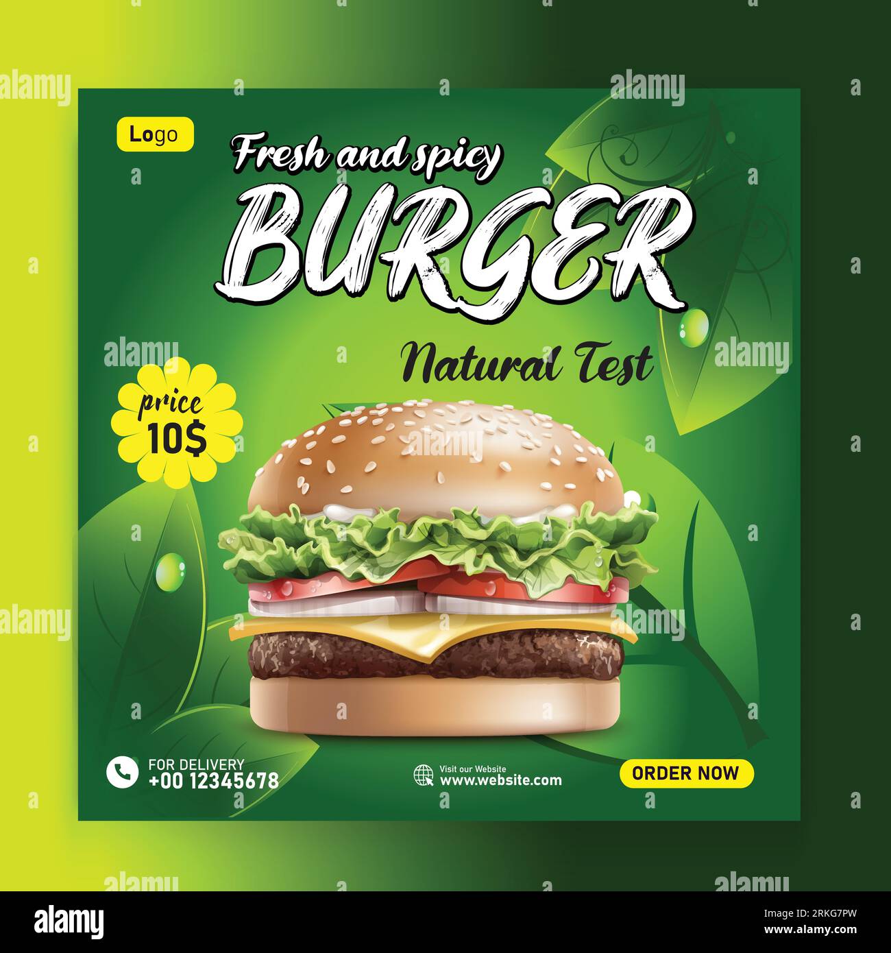 Burger Fast Food – kreative Social-Media-Werbung und Banner Post-Design-Vorlage Stock Vektor