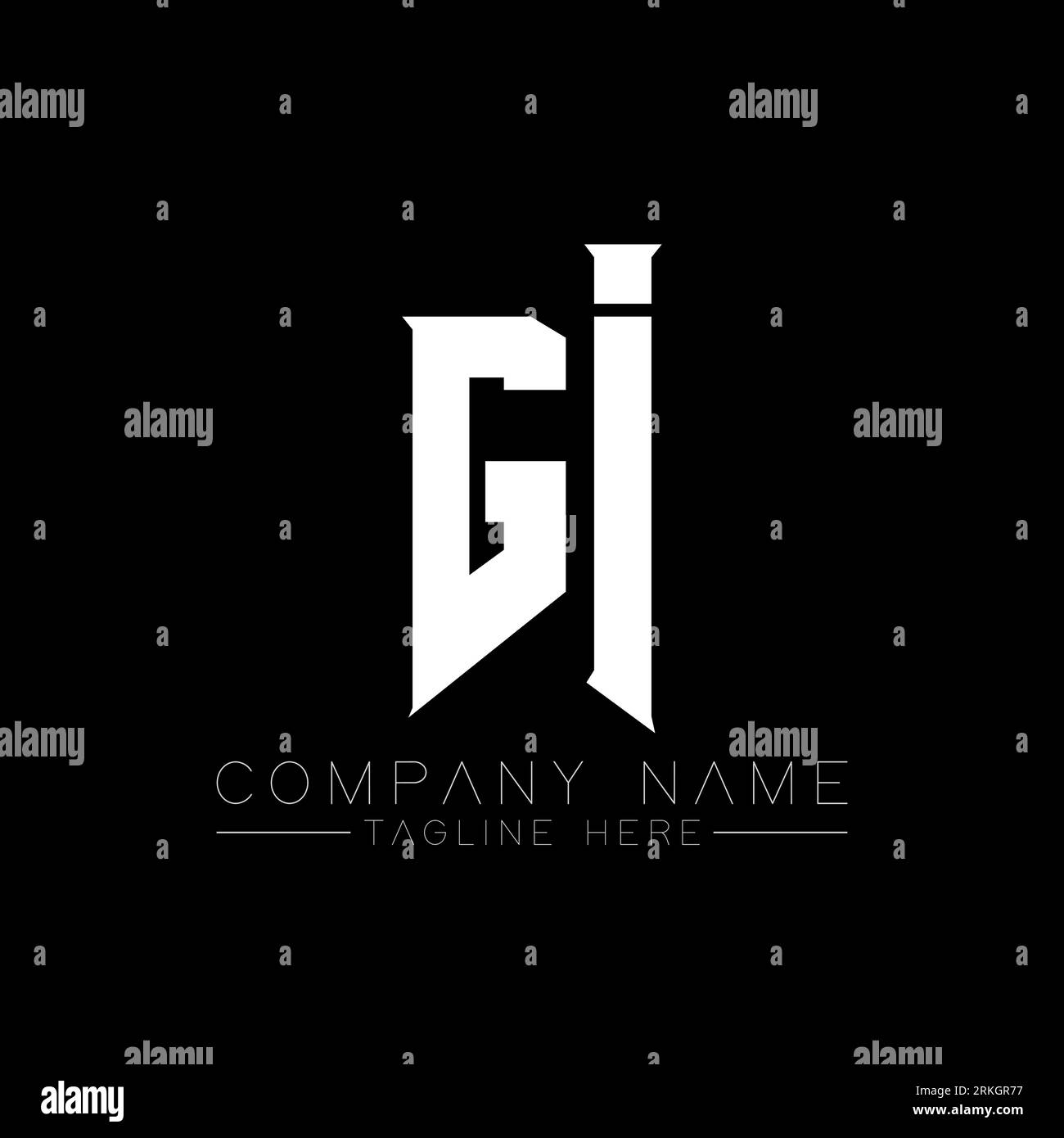 Logo-Design für GI-Buchstaben. Anfangsbuchstaben das Logo von GI Gaming für Technologieunternehmen. Designvorlage für Tech Letter GI Minimal Logo. GI-Letter-Design V Stock Vektor