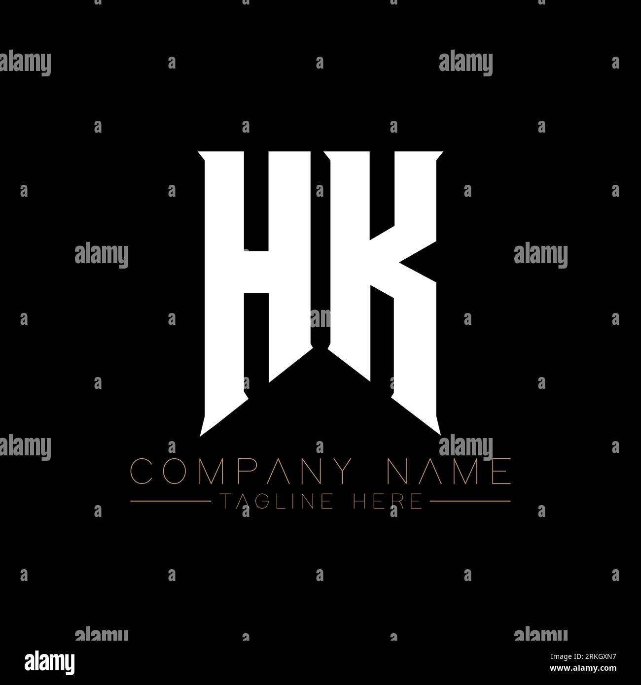 HK Letter Logo Design. Anfangsbuchstaben HK Gaming-Logo-Symbol für Technologieunternehmen. Designvorlage für Tech Letter HK Minimal Logo. HK Letter Design V Stock Vektor
