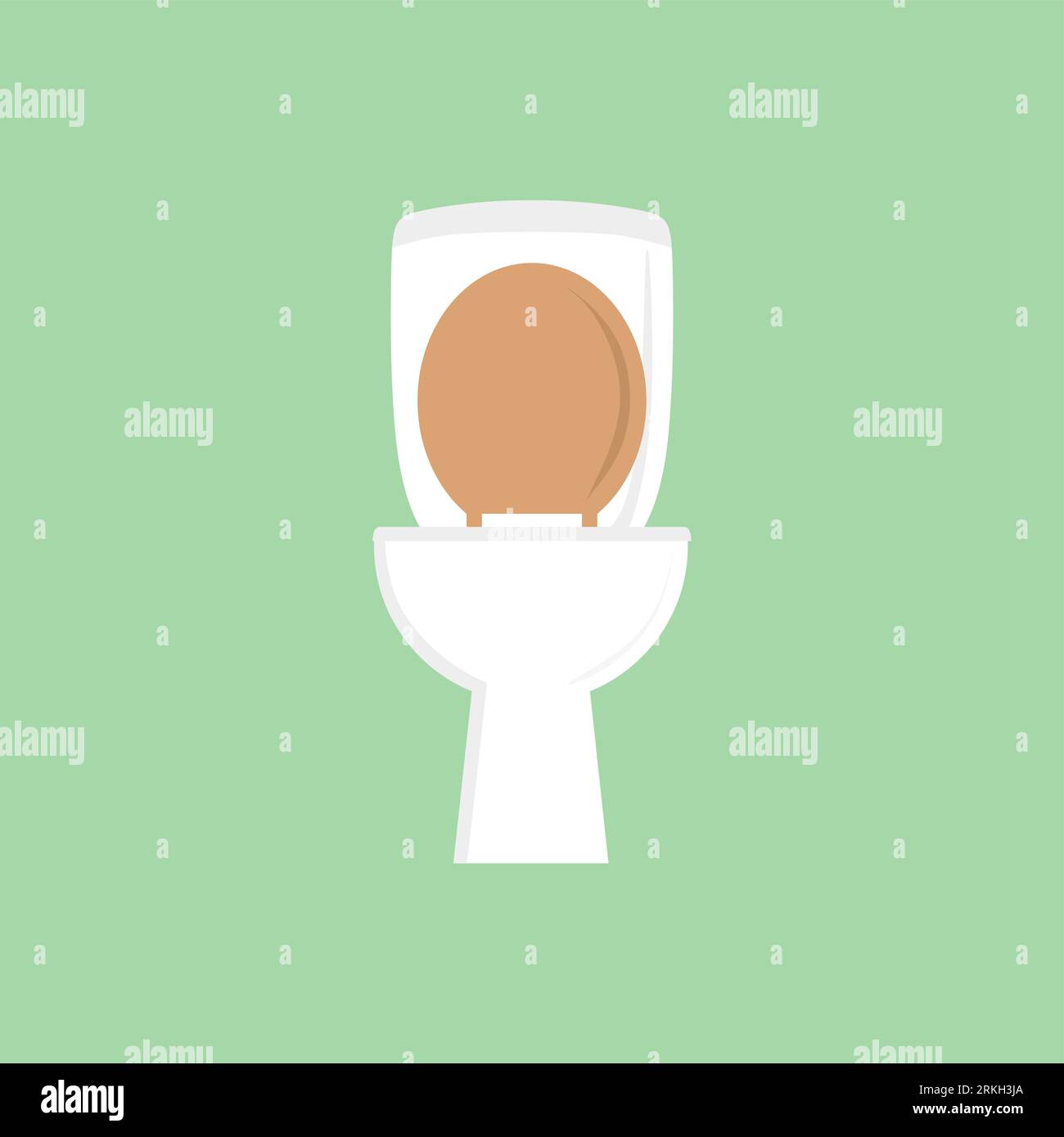 Flushing toilet cartoon flat icon. Badge toilet for house plumbing promotion design. Bathroom interior attribute, lavatory accessory. Traditional rest Stock Vektor
