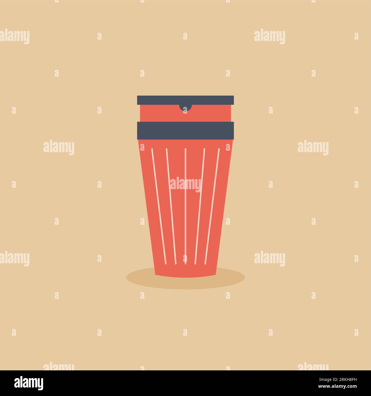 Wiederverwendbare Becher, Thermobecher und Becher mit Deckel. Thermostate zum Mitnehmen von Kaffee im flachen Cartoon-Stil. Motivation Zero Waste-Konzept. Bringen Sie Ihre eigenen mit Stock Vektor