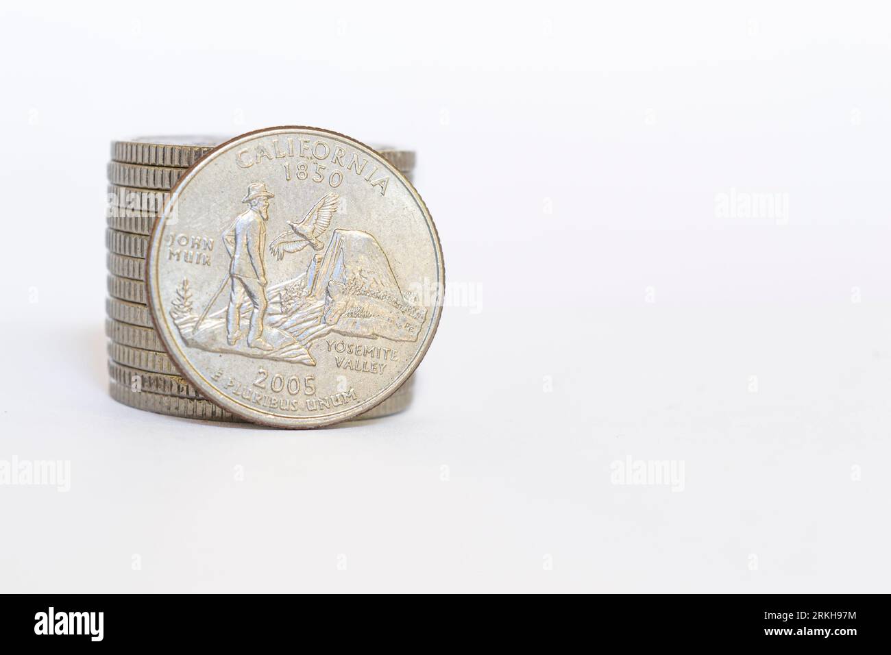 A close-up view of a Washington Quarter Dollar coin from the United States of America Stockfoto