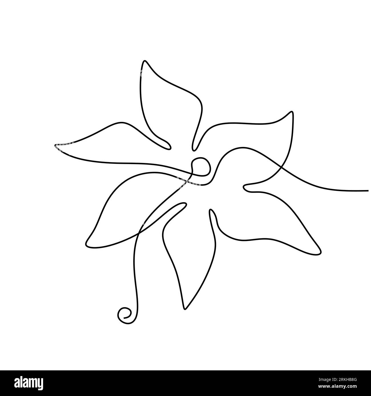 Schöne Azalea Blumen durchgehende Linienzeichnung. Eine blühende Blume isoliert auf weißem Hintergrund. Symbol des Frühlings mit botanischer Flora von Hand gezeichnet l Stock Vektor