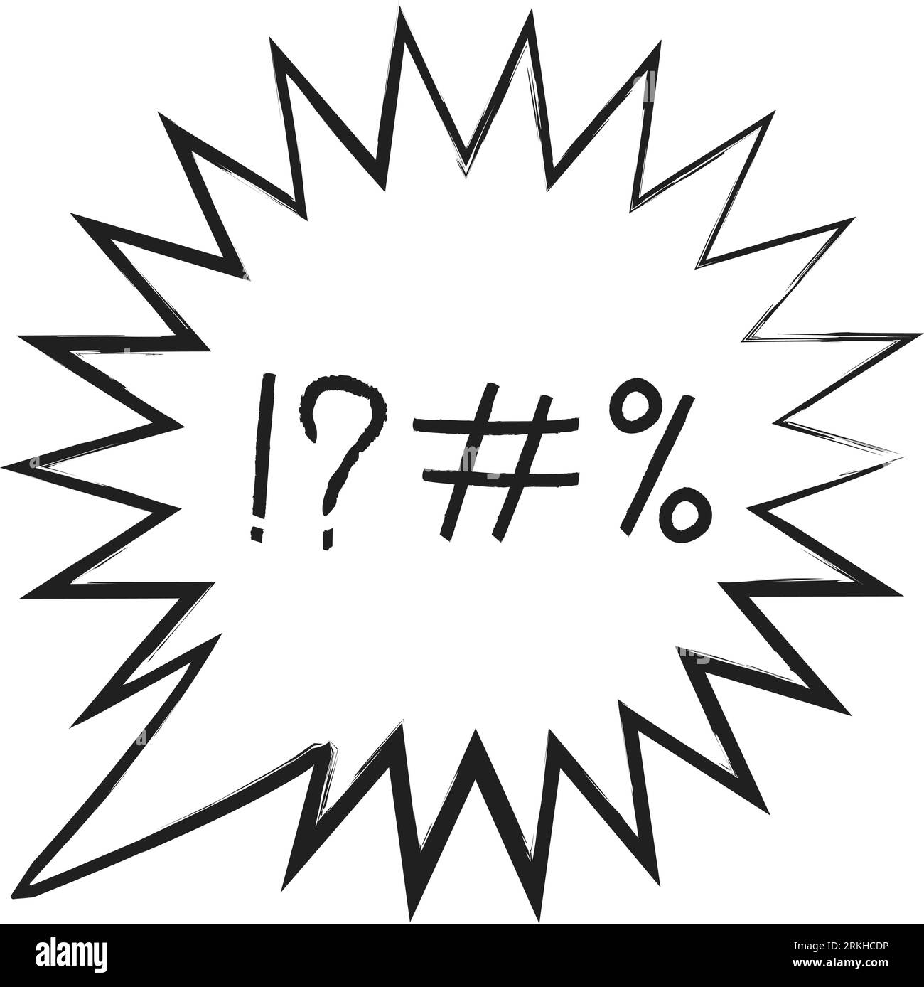 Schwöre Sprechblase im aggressiven naiven Doodle-Sketch-Stil. Stock Vektor