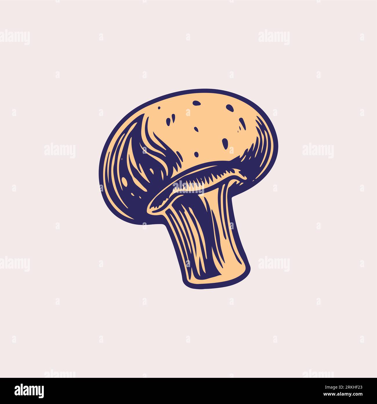 Mushroom champignons hand drawn vector. Isolated sketch organic food drawing template. Vintage mushrooms outlines. Organic vegetarian object. Forest p Stock Vektor