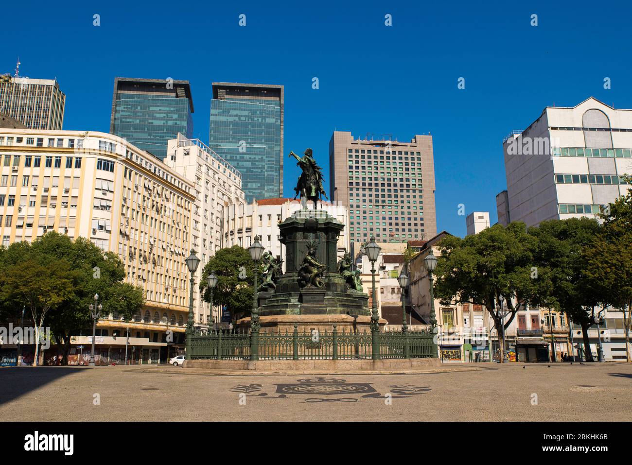 Statue des Dom Pedro I, auf dem Platz Tiradentes im Zentrum der Stadt Rio de Janeiro Stockfoto