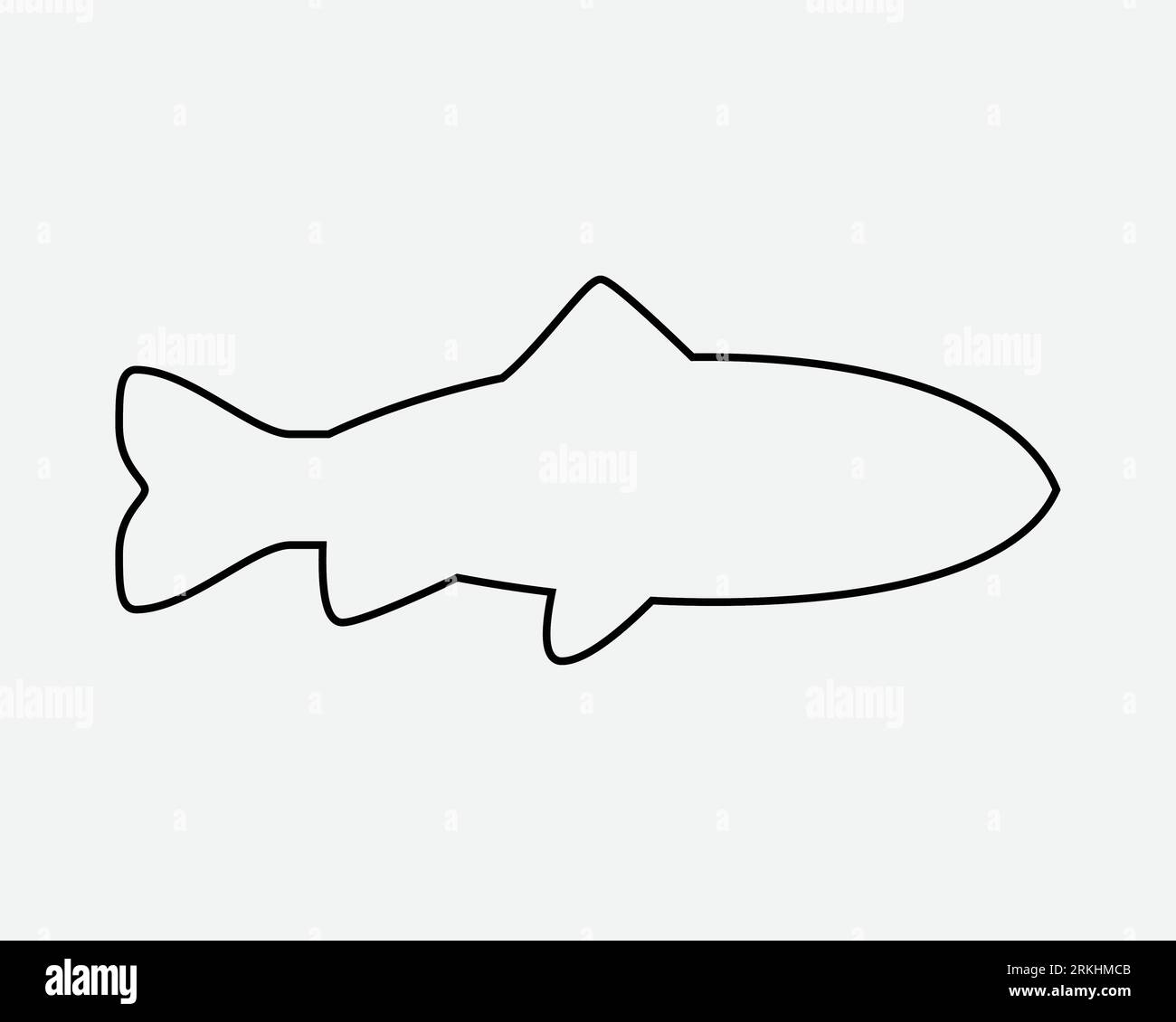 Fish Outline Icon Ocean Sea Seafood Marine Wildlife Animal Black White Line Shape Empty Template Blank Vector Clipart Illustration Artwork Sign Symbol Stock Vektor