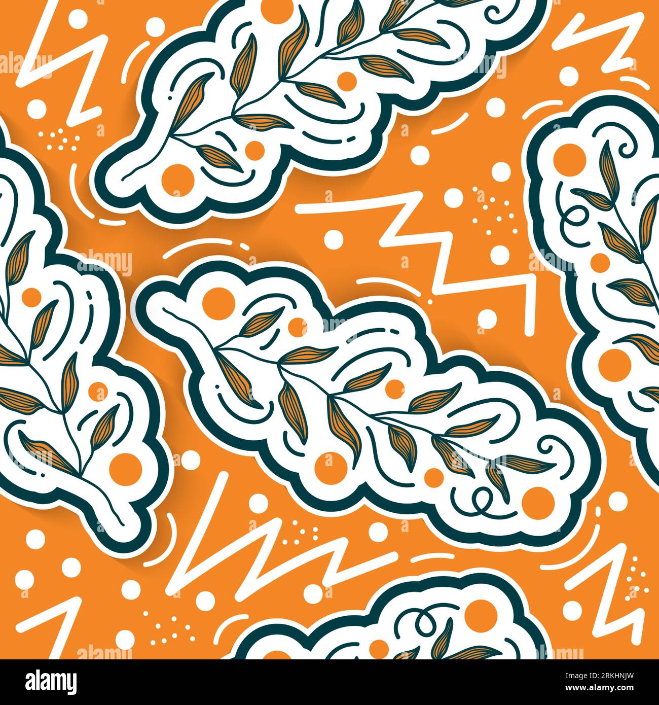 Nahtloses Blumenmuster im Retro-Stil der 90er Jahre. Niedliches Zeitgenössisches Botanisches Muster. Trendige und Vintage-Grafiken für Mode, Tapeten, Geschenkpapier Stock Vektor