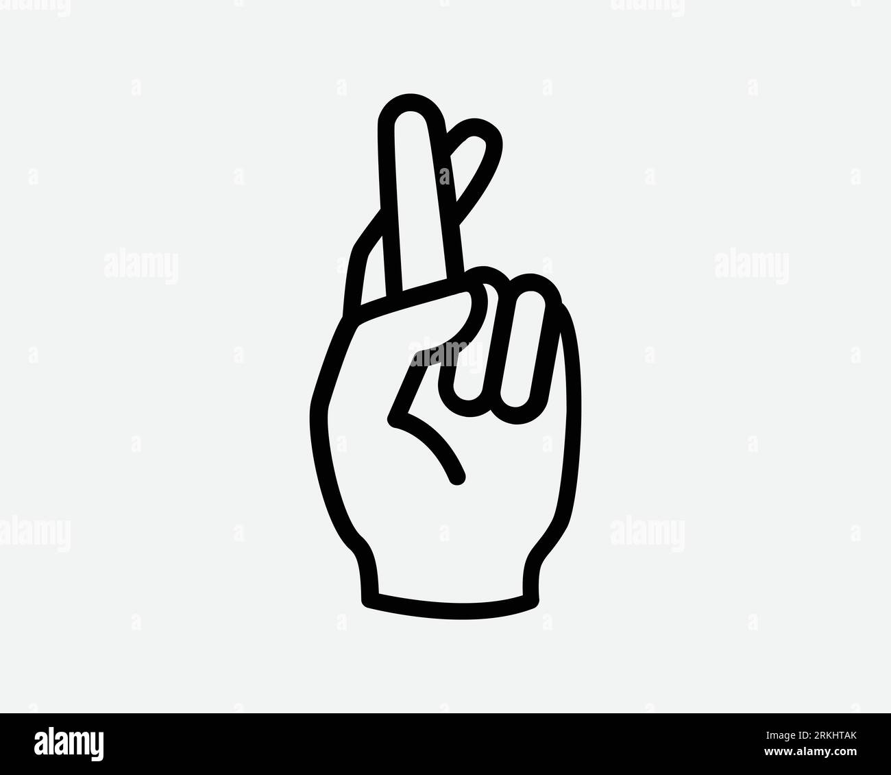 Finger Überkreuzte Linie Symbol Hand Geste Glück Versprechen Hoffnung Finger Kreuz Schwarz Weiß Kontur Form Vektor Clipart Grafik Grafik Grafik Grafik Zeichen Symbol Stock Vektor