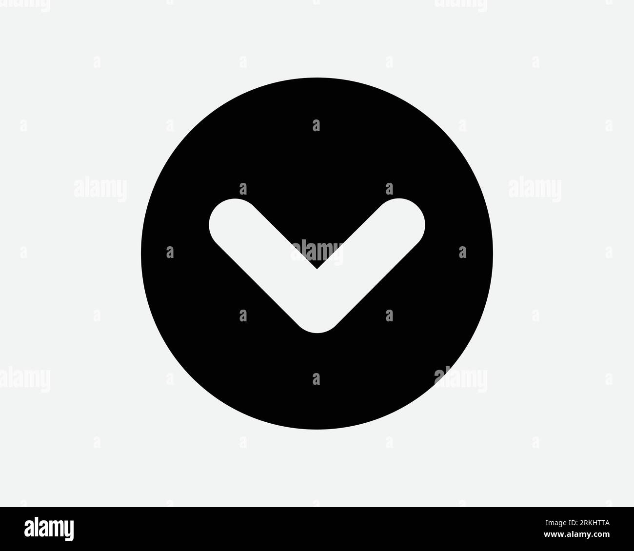 Round Down Arrow Icon Download Pointer Point Position Navigation Direction Path Circle Circular Button South Under Below Black White Vector Sign Symbo Stock Vektor