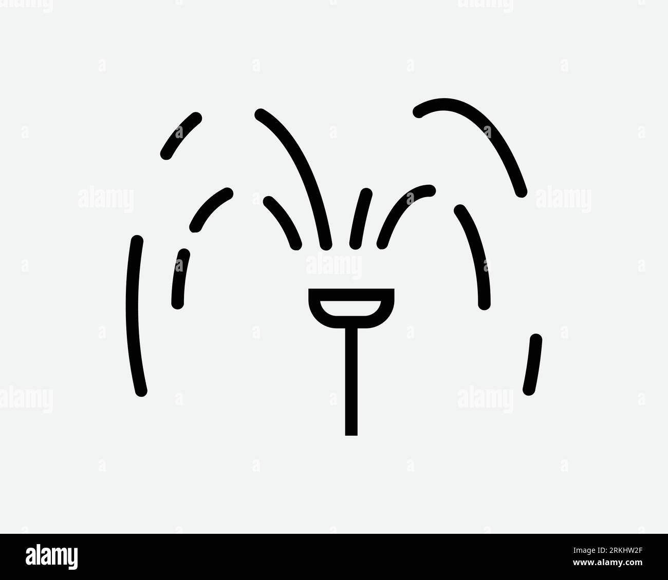 Sprinklersymbol Wasserwirtschaft Bewässerung Sprühsystem Automatische Gartenarbeit Sprinkle Schwarz Weiß Umrissform Vektor Clipart Graphic Sign Symbol Stock Vektor