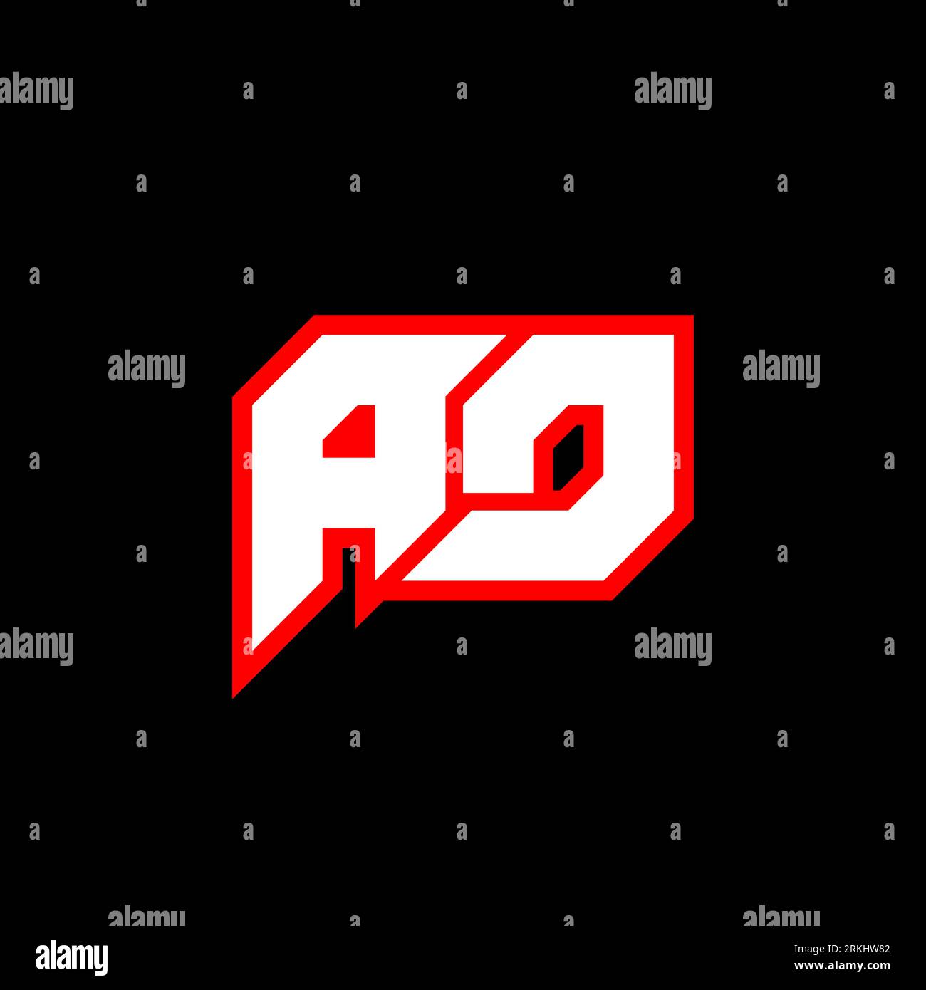 Logo-Design mit ANZEIGENBUCHSTABEN auf schwarzem Hintergrund. Konzept für das Logo der WERBEINITIALEN. Symbol-Design anzeigen. Auf der schwarzen Rückseite befinden sich Symbole mit weißen und roten Buchstaben Stock Vektor