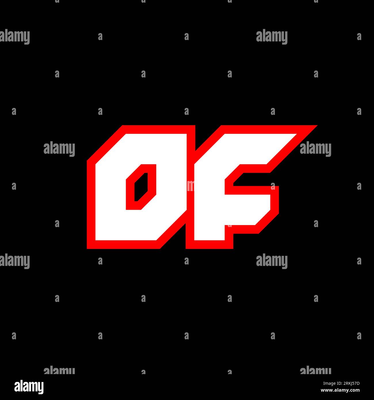 Logo-Design, Initiale DES Buchstabendesigns im Science-fiction-Stil. DES Logos für Spiele, E-Sport, Technologie, Digital, Community oder Business. O F Sport Modern Ita Stock Vektor