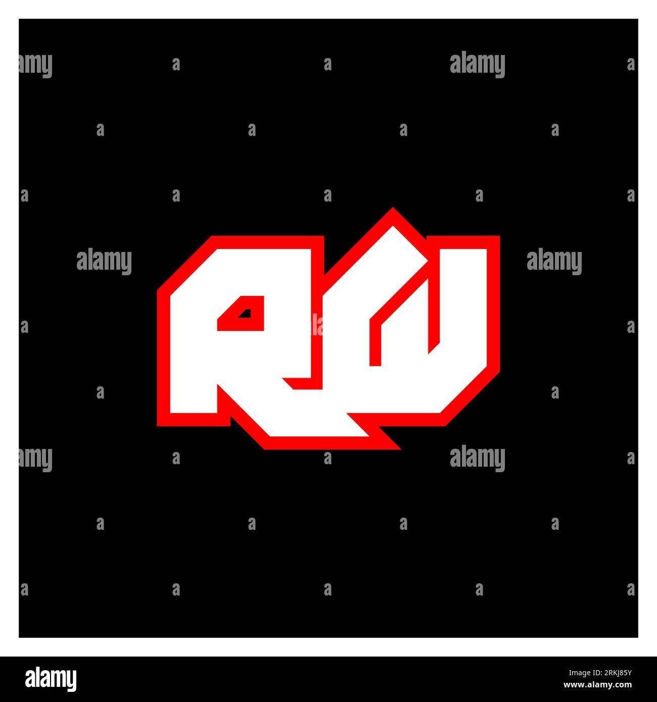 RW-Logo, anfängliche RW-Schrift im Science-fiction-Stil. RW-Logo für Spiele, E-Sport, Technologie, Digital, Community oder Business. R W Sport Modern Ita Stock Vektor