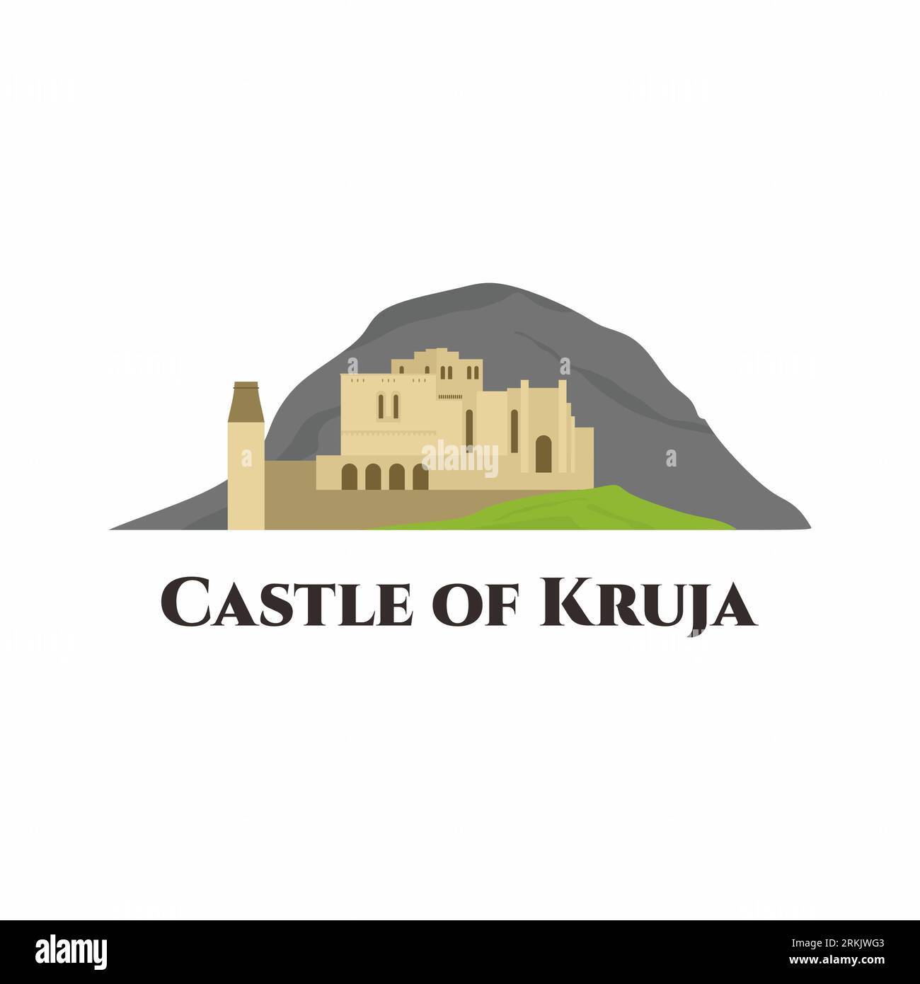 Das Schloss Krujë. Es ist eine Burg in der Stadt Krujë, Albanien und das Zentrum von Skanderbegs Rebellion gegen das Osmanische Reich. Reise nach Albanien, Stock Vektor