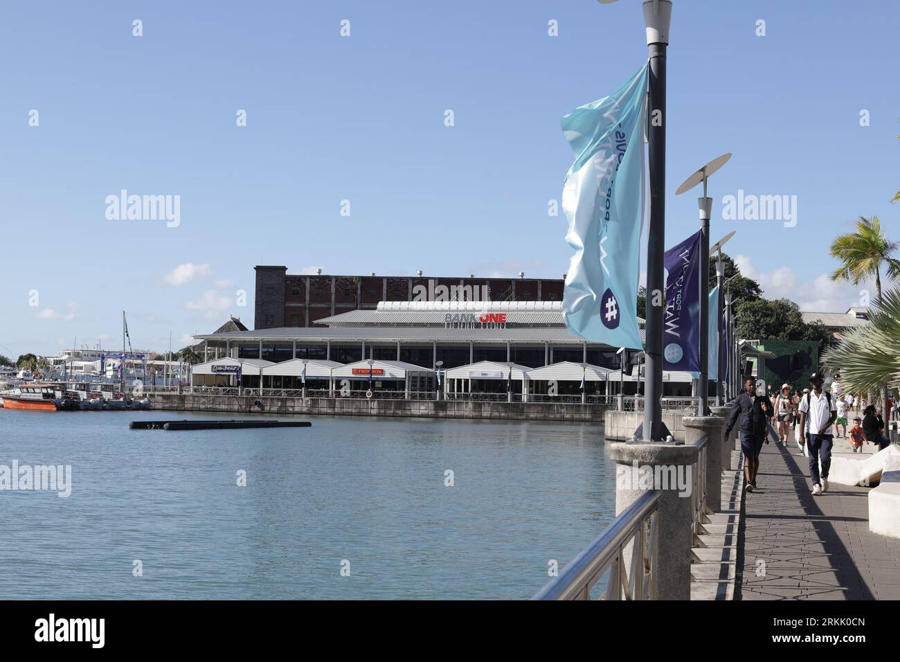 Le Caudan Waterfront ist eine kommerzielle Entwicklung in Port Louis, die Hauptstadt von Mauritius. Zur Ausstattung gehören Geschäfte, Banken, Casinos, Kinos Stockfoto