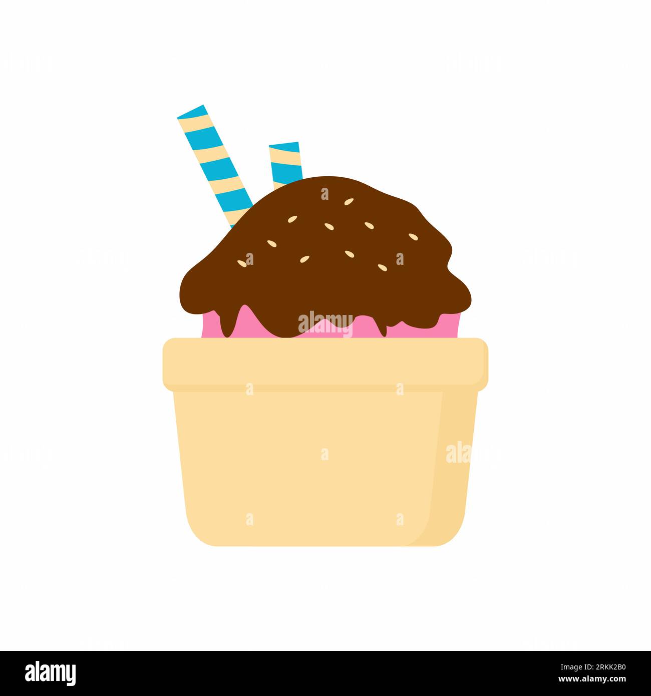 Eiscreme im Cartoon-Stil. Köstliches Eis in schönen Farben isoliert auf weißem Hintergrund. Schokoladen- und Vanilleeis leckeres Dessert. Vektor i Stock Vektor