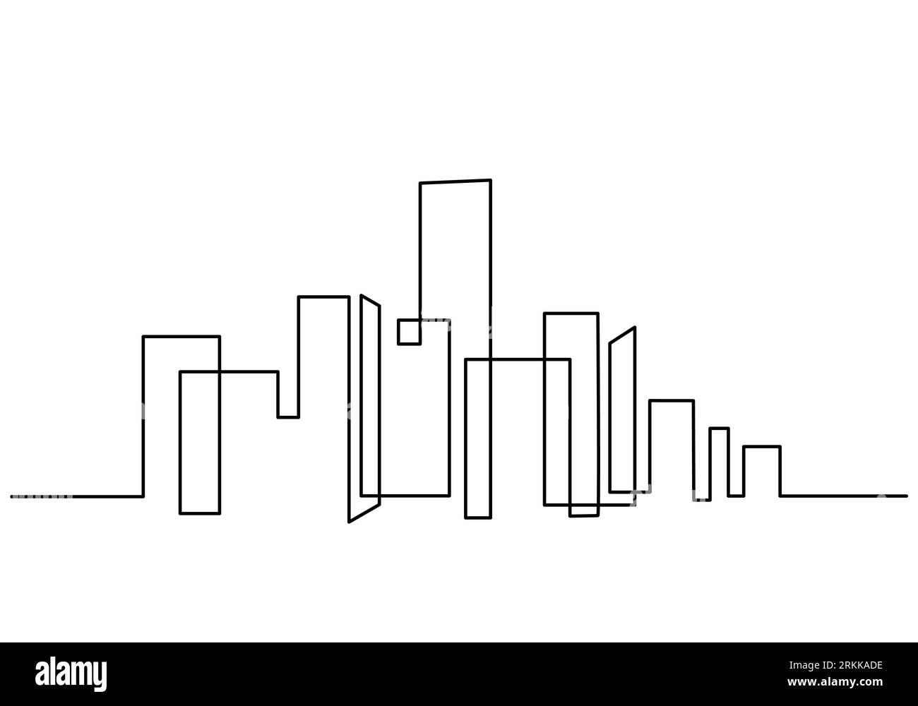 Eine durchgehende Linie, die Hotel, Gebäude, Türme, Skyline zeichnet. Orientierungspunkt in einer einzelnen Zeile isoliert auf weißem Hintergrund. Stock Vektor