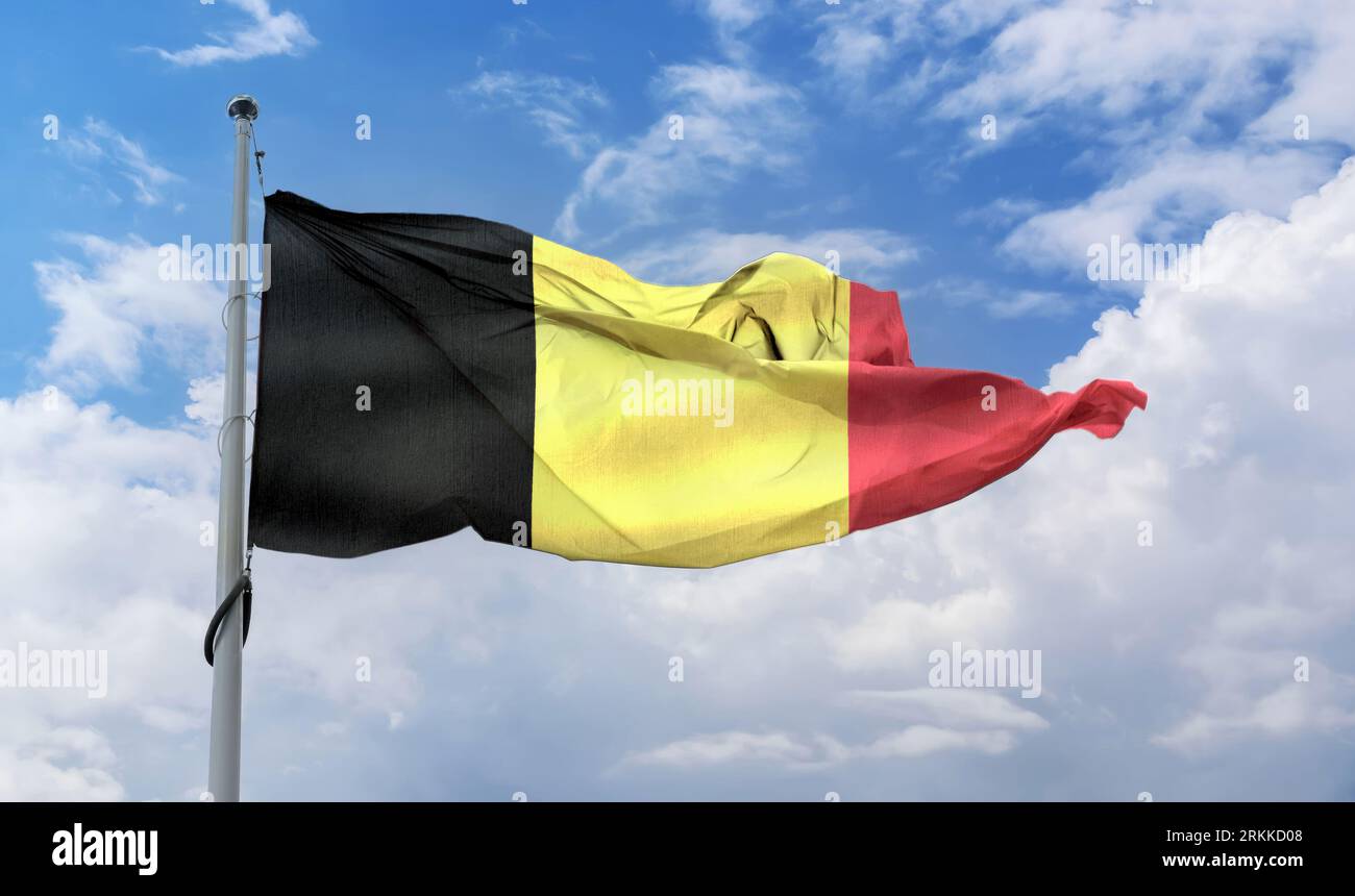 Belgische Flagge - Realistische Wehende Stoffflagge Stockfoto