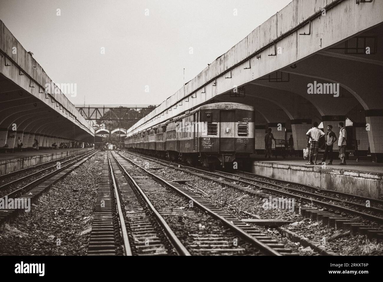 Eine Bahnfahrt zu einem neuen Ende Stockfoto