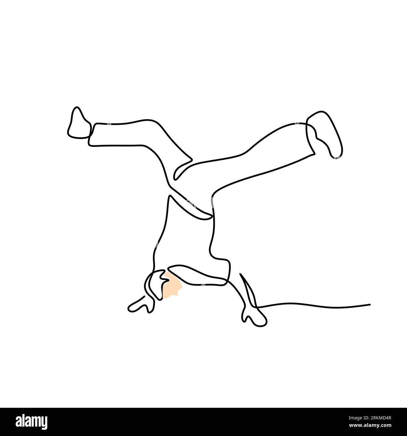 Eine einzige Linie des Mannes, der auf weißem Hintergrund zerbricht. Stock Vektor