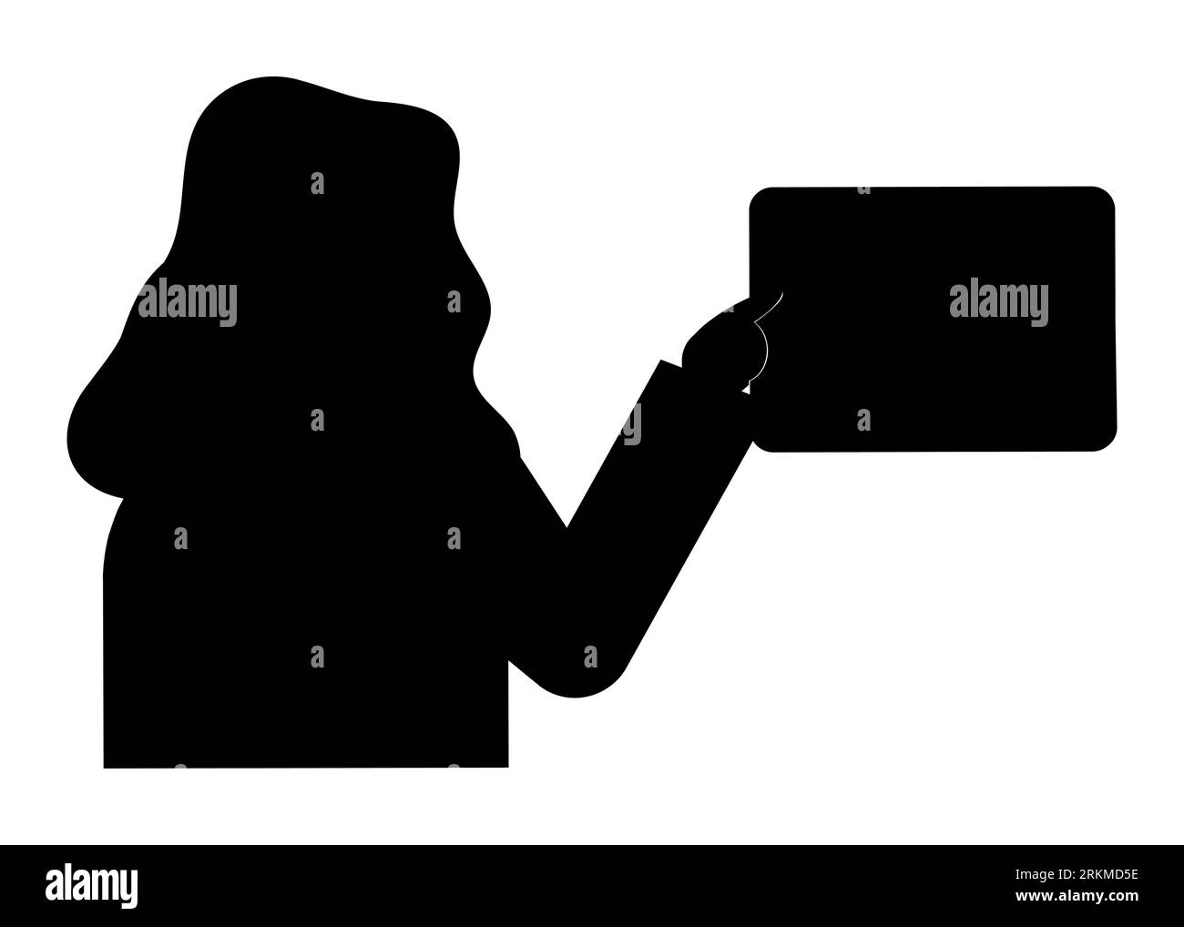 Schwarze Silhouette einer Frau, die den Passcode eingibt, Sicherheitssystem, Vektorillustration isoliert auf weißem Hintergrund Stock Vektor