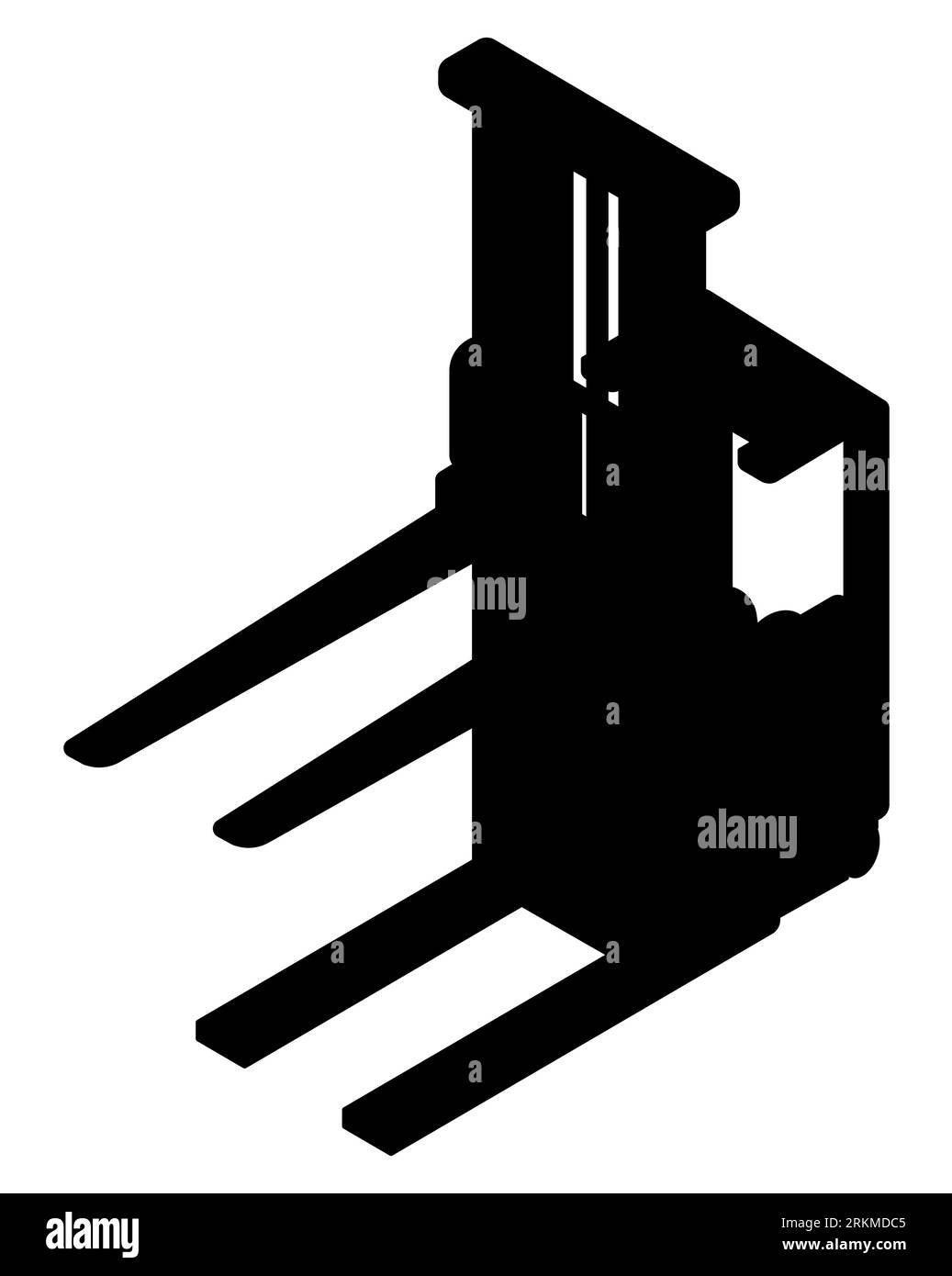 Schwarze Silhouette eines Gabelstaplers, ein manueller hydraulischer Hubpalettenwagen-Vektor isoliert auf einem weißen Hintergrund Stock Vektor