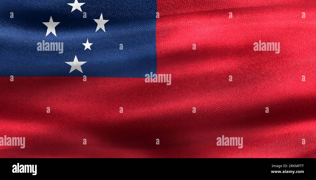3D-Illustration Einer Samoa-Flagge – realistische wehende Stoffflagge. Stockfoto
