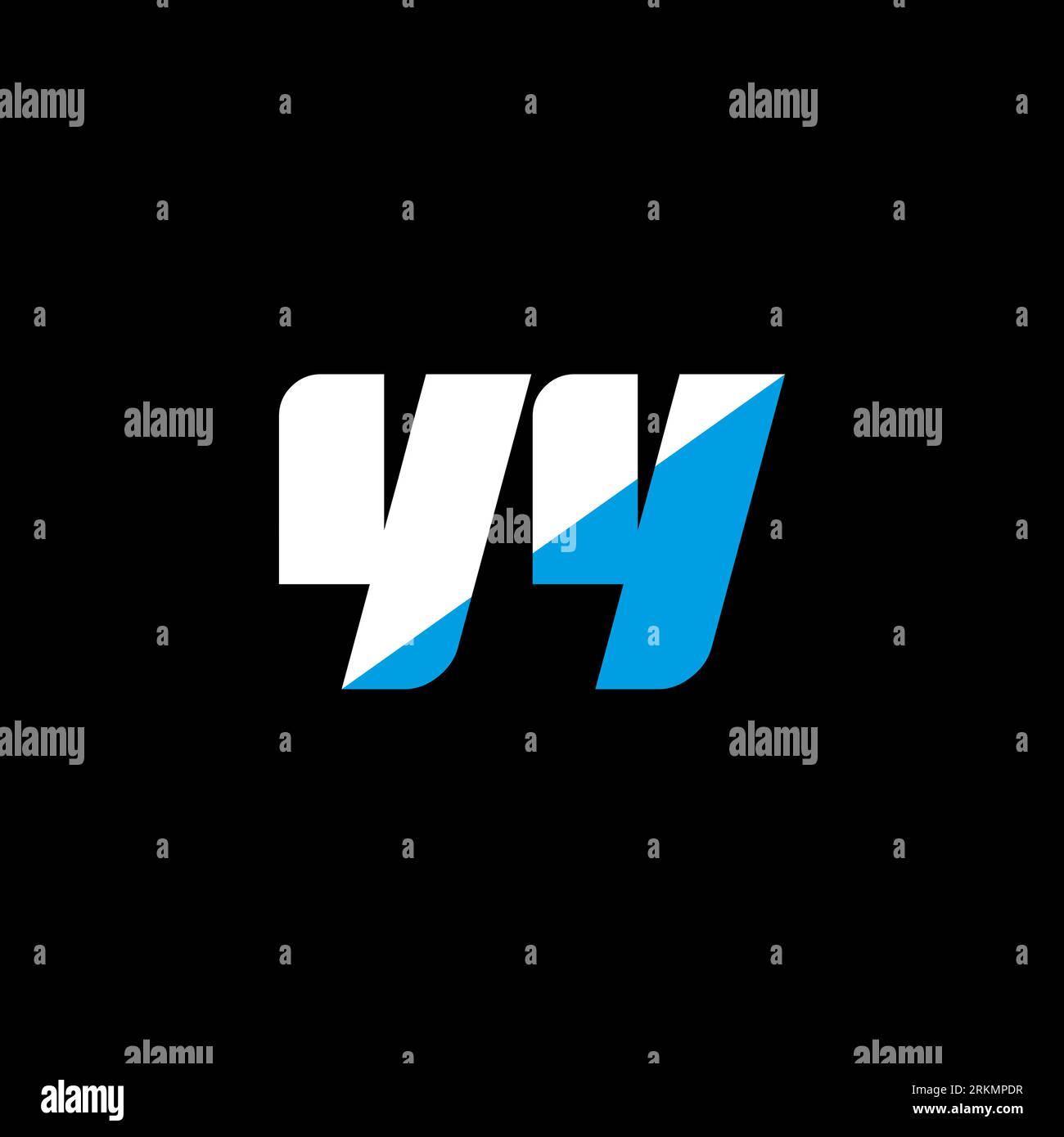 YY-Logo auf schwarzem Hintergrund. YY Creative Initials Letter Logo Konzept. YY-Symboldesign. YY-Symbol mit weißem und blauem Buchstaben auf schwarzem bac Stock Vektor