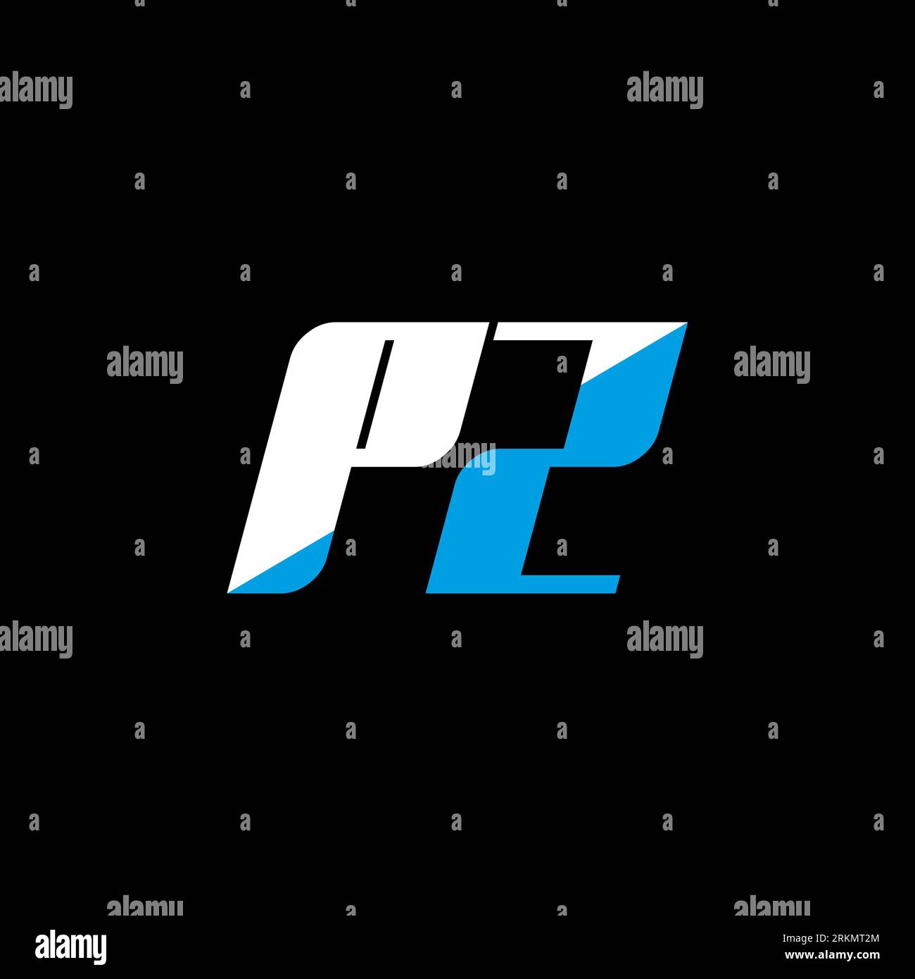 PZ-Logo auf schwarzem Hintergrund. PZ Creative Initials Letter Logo Konzept. PZ-Symboldesign. PZ-Design mit weißen und blauen Buchstaben auf schwarzem bac Stock Vektor