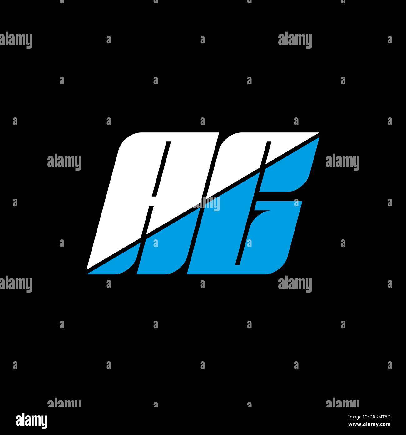 Logo-Design mit AG-Buchstaben auf schwarzem Hintergrund. Das Konzept der AG Creative Initials Letter Logo. Design mit ag-Symbol. Weißes und blaues Buchstabensymbol auf schwarzem bac Stock Vektor